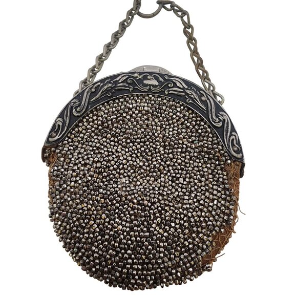 Beautiful Victorian Cut Steel And Embossed Metal Chatelaine Change Purse (A4546) - Picture 2 of 6